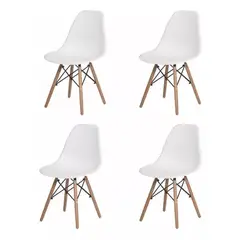GENERICO - SILLA MODERN PLÁSTICA BLANCO ,UNIDA 4
