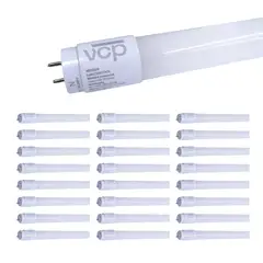 VCP - Tubo LED T8 Vidrio 18W Luz Cálida 120Cm x 25 Unidades