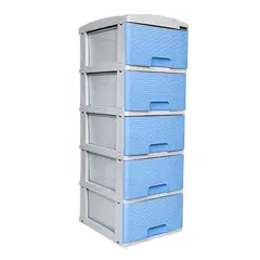 COLPLAST - Practimueble Apariencia Rattan 5 Gavetas Color Azul Celeste