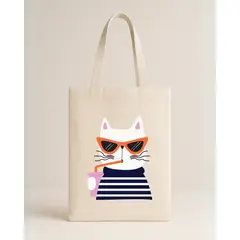 FRIOLENTA - Tote Bag Drill Bolso Gato Morral Bolsa Ecologica