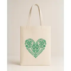 FRIOLENTA - Tote Bag Drill Bolso Corazon Verde Morral Bolsa Ecologica