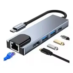 GENERICO - 5 En 1 Usb Hub Adaptador Pd 3.0 Tipo C Hdmi 4k 5gbps