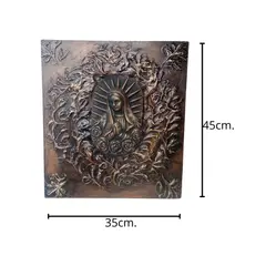 GENERICO - Cuadro Madera Virgen De Guadalupe Tallado Resina Yeso 35x45 Dorado