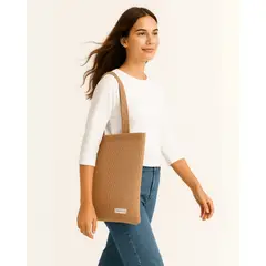 FRIOLENTA - Tote Bag Pana Bolso Ecologico Elegante Formal Cafe