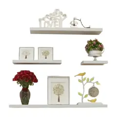 GENERICO - Set 4 Repisas Flotantes, Decoración Minimalista 10 Cm Fondo, Blanco