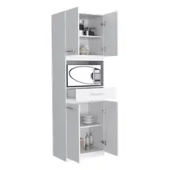 RTA DESIGN - Módulo Microondas Delfi Blanco con Cuatro Puertas Abatibles y Amplio Espacio Para Almacenamiento
