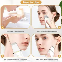 GENERICO - Limpiador Facial Espatula Ultrasonico Digital Removedor