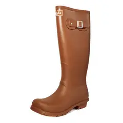 BOTTPLIE - Botas Lluvia Altas Mujer Wellington - Cafe Marron Matte