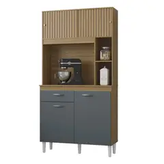 AKIVOY - Alacena Duda 4 Puertas 172x90x35 Acanalada Castaño - Gris