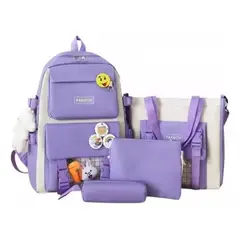 GENERICO - Bolso Maleta Kit Escolar Universitario Peluche Oso X5 Piezas