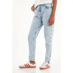 TENNIS - Jean Mom tiro alto tono medio claro para mujer