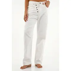 TENNIS - Jean crudo con botones para mujer