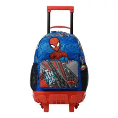 TOTTO - Morral con Ruedas Escolar Para Niño Azul Spiderman Pop