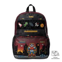 TOTTO - Morral Mochila Escolar Para Niño Rojo Digibot M