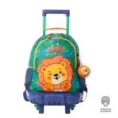 TOTTO - Morral Escolar con Ruedas Para Niño Azul Little Lion