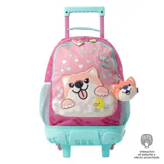TOTTO - Morral Escolar con Ruedas Para Niña Rosado Doggy Love