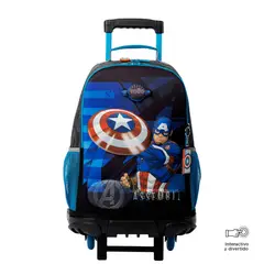 TOTTO - Morral con Ruedas Escolar Para Niño Gris Avengers Cap