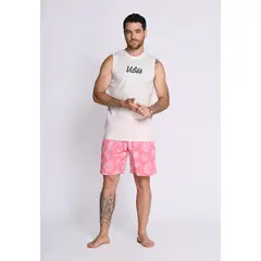 BELIFE - Pantaloneta Playera Con Malla Interna Naranja en Poliéster Para Hombre