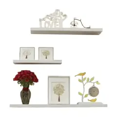 GENERICO - Set 3 Repisas Flotantes, Decoración Minimalista 10 Cm Fondo, Blanco