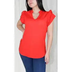 L Y H - Blusa Para Mujer Manga Corta Rojo Marca L&H