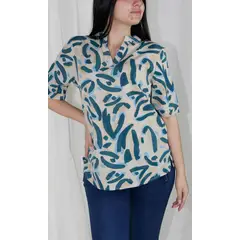 L Y H - Blusa Para Mujer Manga Corta Azul Marca L&H