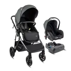BEBESIT - Coche Moises Travel System 3 En 1 Bebé Cosmos Gris