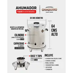 AHUMADORES CHAQUIRO - Barril ahumador chaquiro para 20 personas acero inoxidable