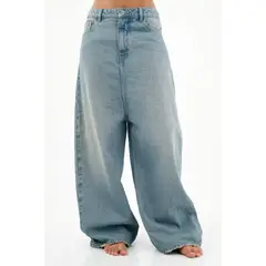 TENNIS - Jean de tiro súper largo azul para mujer