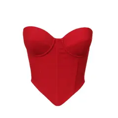 BAPU - Corset Strapless En Punta En Vinilo Copa Con Arco Varillas laterales