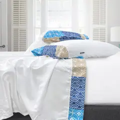 PULLMAN - Juego de Sábanas Design Azul Biege Queen 160X190