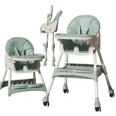 KIDSHOP - Silla Comedor Para Bebé Plegable Con Ruedas 555-13A Verde
