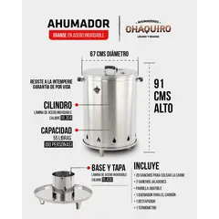 AHUMADORES CHAQUIRO - Barril ahumador chaquiro grande para 80 personas acero inoxidable