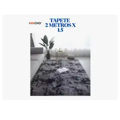 INNOVA - Tapete Antideslizante Peluda 1.5 X 2 Metros Decorativo Negro Bicolor