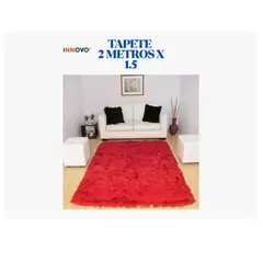 INNOVA - Tapete Antideslizante Peluda 1.5 X 2 Metros Decorativo Rojo