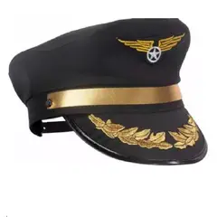 GENERICO - Gorra Kepis Marinero Capitan Piloto Aviador Sombrero negro