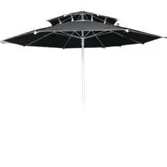GENERICO - Parasol Sombrilla Desfogue Turístico Lona Fibra 2.60 mt Diámetro Negro