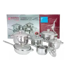 SWISSHOME DR HOFFMAN - Juego De Ollas Acero Quirúrgico Bateria De Cocina Swisshome 12 Pcs