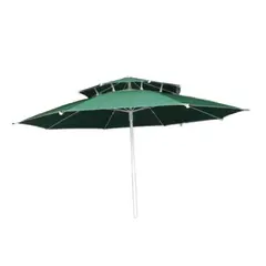 GENERICO - Parasol Sombrilla Desfogue Turístico Lona Fibra 2.60 m Diám Verde Oscu