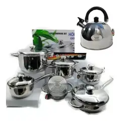 AMERICAN GENERICS - Juego De Ollas Acero Quirúrgico Bateria De Cocina Hoffman 13 Pcs