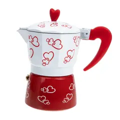 GENERICO - Cafetera Italiana Para 6 Tazas Aluminio Diseño Corazones