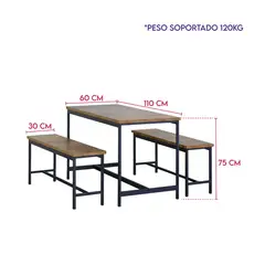 DIMATEX LEON - Juego Comedor Industrial Con Dos Bancas Cocina Refmelquiades