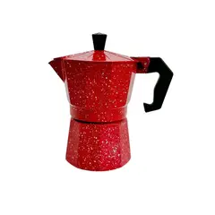 GENERICO - Cafetera Italiana Para 6 Tazas Aluminio Color Rojo