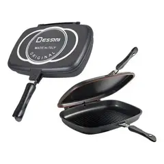 DESSINI - Sartén Doble 36 Cm Antiadherente Granito Cocina Saludable