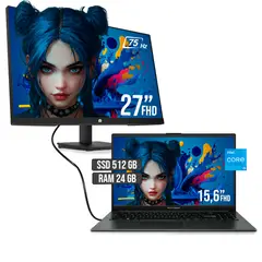 ASUS - PORTATIL INTEL CORE I5 12500H SSD 512GB RAM 24GB LED 15,6 + MONITOR HP 27" FHD