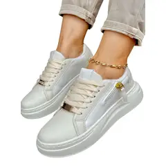 EVEGONZ - Tenis Casual Blanco Zapato Confortable de Mujer