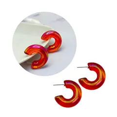 GENERICO - Aretes Candongas Acrílicas Tornasoladas Rojo