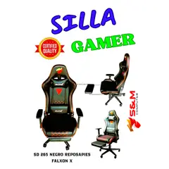 FALCON X - Silla Gamer SD 265 Negro Reposapies