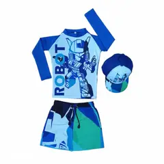 GENERICO - Traje de baño Infantil Buzo Pantaloneta y Gorra - Robot