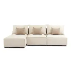 GENERICO - Sofá en L Izquierdo Lisandro Tela terciopelo 240x80x95 Beige 4 Puestos