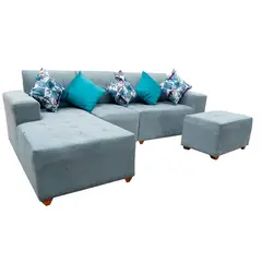 GENERICO - Sofá en L Izquierdo Lion Tela Antifluidos 240x170x75 Gris 4 Puestos